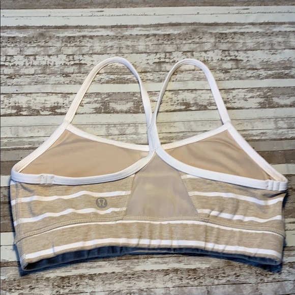 Lululemon Tan Striped Flow Y Bra - Picture 2 of 3